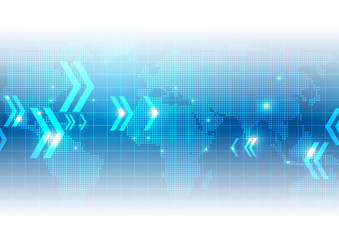 World Map with Technology Business Background