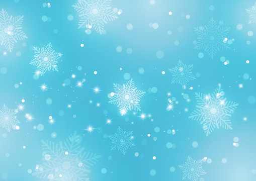 Abstract Light Blue Background with Snowflakes