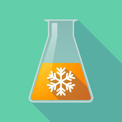 Long shadow chemical test tube flask with a snow flake