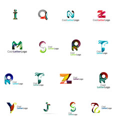 Set of colorful abstract letter corporate logos created with
