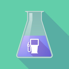 Long shadow chemical test tube flask with a gas station