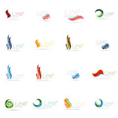 Set of abstract wavy elements. Circles, swirls and waves with