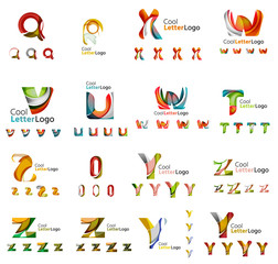 Set of colorful abstract letter corporate logos created with