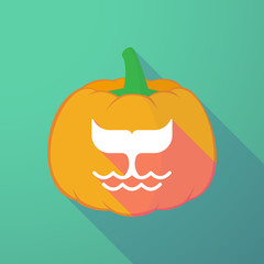 long shadow halloween pumpkin with a whale tail