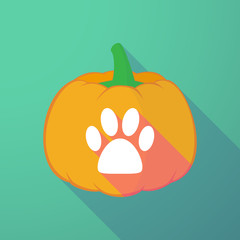 long shadow halloween pumpkin with an animal footprint