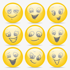 Fototapeta premium set of smiley faces expressing different feelings