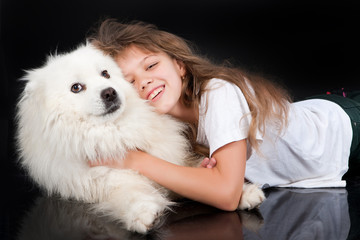 Girl And Husky