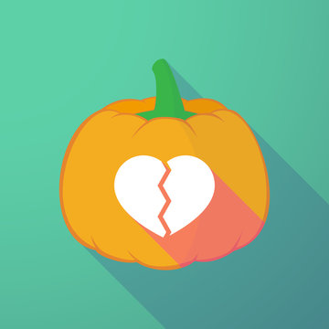 long shadow halloween pumpkin with a broken heart