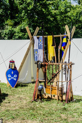 Campement m&eacute;di&eacute;val lors du Festival du ch&acirc;teau de Bressieux