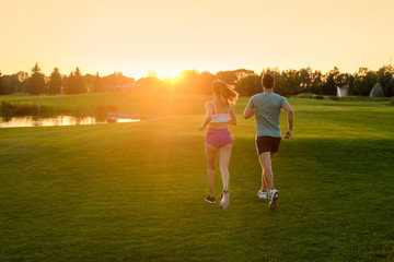 Evening jogging outdoors.