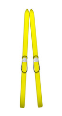 Old wooden skis in yellow design
