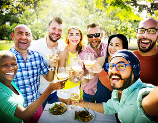 Diverse People Luncheon Outdoors Food Concept