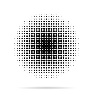 Halftone Dots Radial With Shadow On White Background