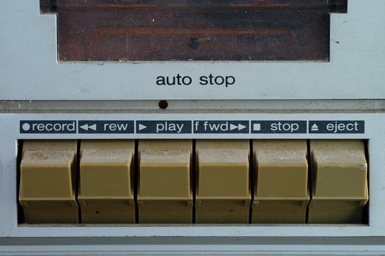 close up tape cassette buttons
