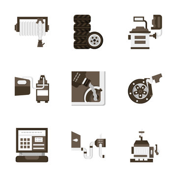 Flat style car service icons