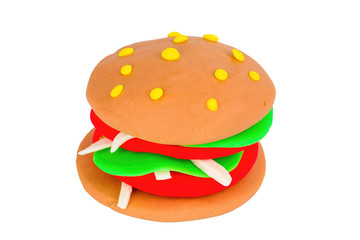 Plasticine burger. Stock Image macro.