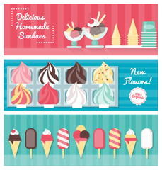 Ice cream banner set