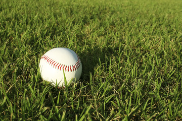 Baseball ball and lawn