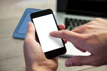Cropped image of person holding smartphone
