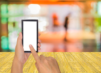 blur image of people in the lobby of a modern business center .