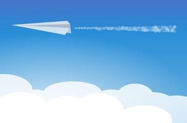 Fototapeta na wymiar paper airplane in clouds