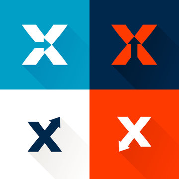 X letter with arrows set.