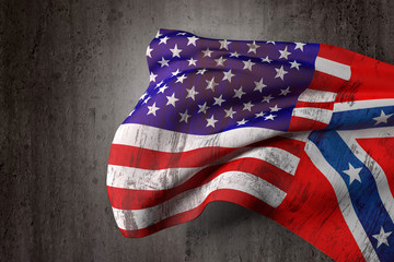 Obraz premium usa and confederate flag