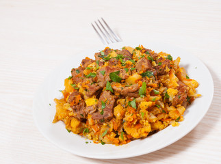 stew vegetables with meat