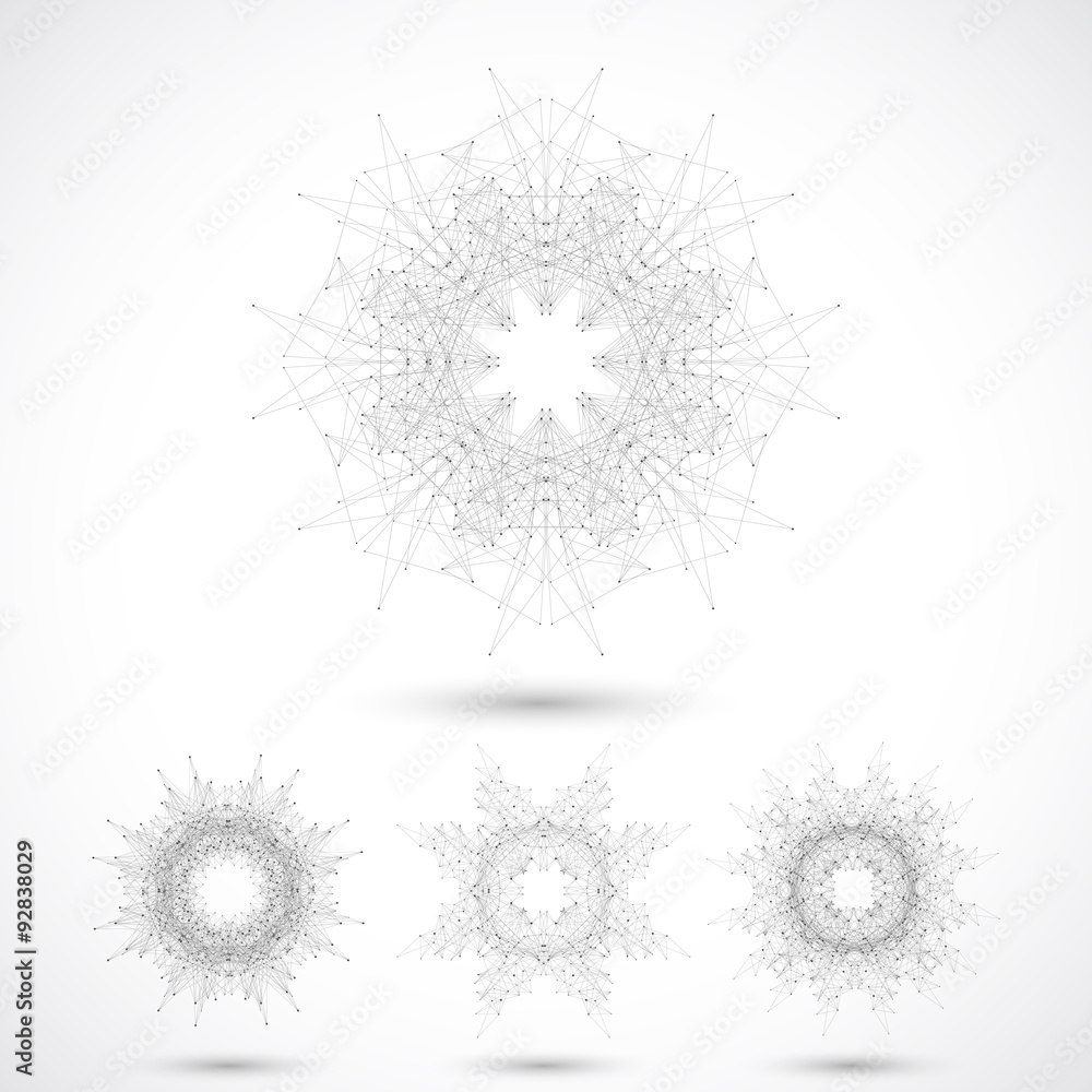 Poster Geometric abstract form with connected lines and dots. Vector