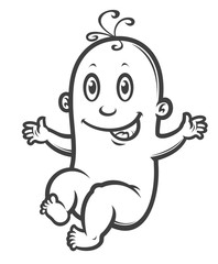 Illustration of newborn little smiling baby, vector