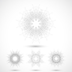 Obraz premium Geometric abstract form with connected lines and dots. Vector
