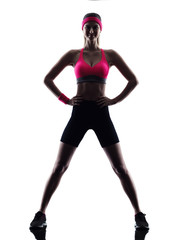 sexy beautiful woman fitness standing silhouette