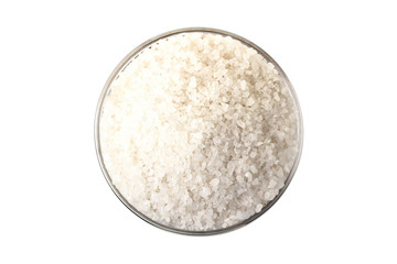 sea salt in a bowl on white isolated background