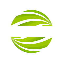 Abstract sphere green leaf logo