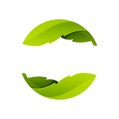 Abstract sphere green leaf logo