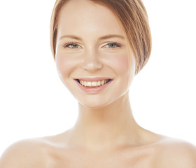 spa picture attractive lady young red hair isolated on white