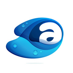 A letter with blue water drops.