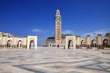 Papier Peint photo Monument la belle mosquée Hassan deuxième, Casablanca, Maroc