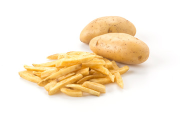 french fries on white background