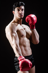 Fototapeta na wymiar Muscular man in boxing concept