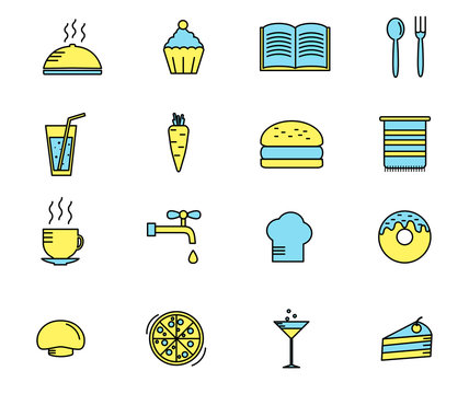Set of cooking and kitchen icons. Vector Illustration