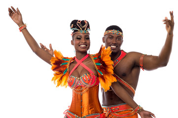 Samba dancers filled with enthusiasm