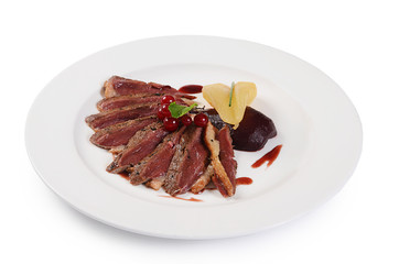 Duck breast in wine sauce