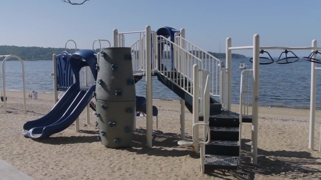 Empty playground on the beach