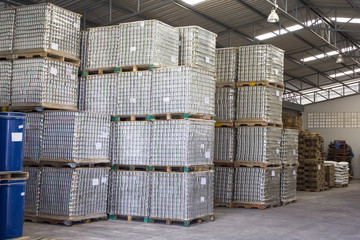 Canned fish store in factory warehouse