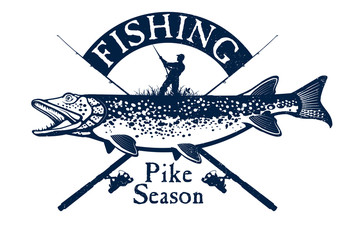 Vintage trout fishing emblems, labels and design elements