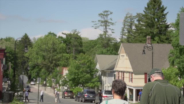 People moving through the city
