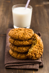 Oat cookies on napkin