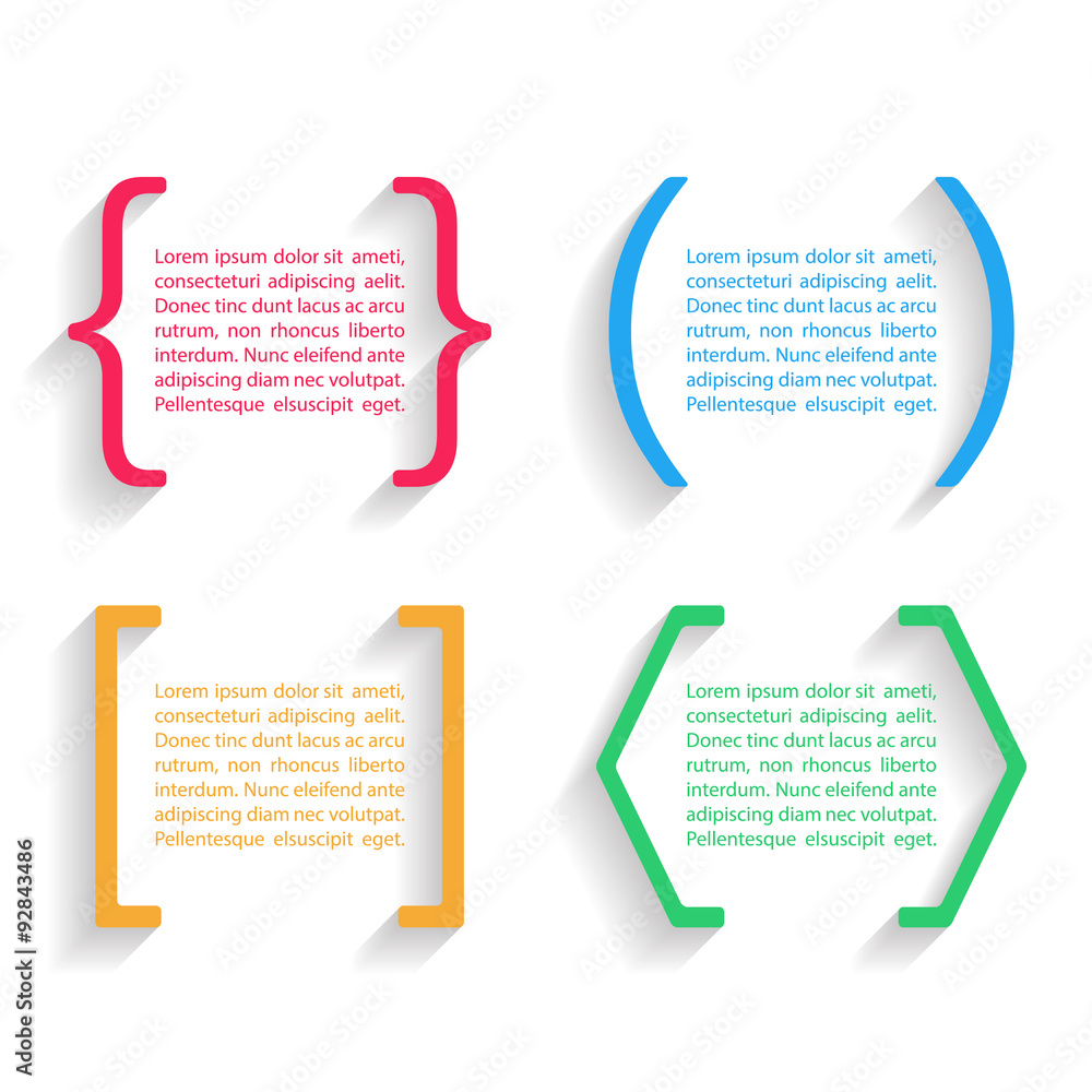 Poster color vector quotes and brackets with shadow. vector illustration.