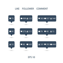 Like, follower, comment icons on white background. Vector illustration.